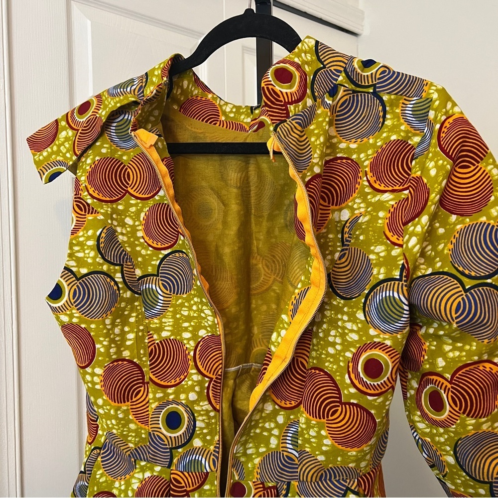 Custom African Ankara Peplum Top with Ruffle - One Sleeve - Picture 6 of 7